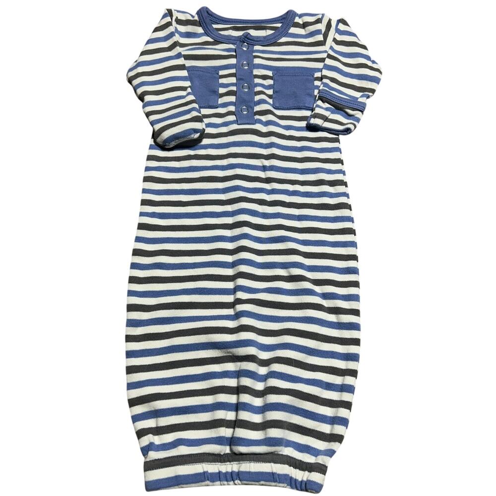 L'ovedbaby Organic gown striped pattern fuctional four snap chest panel 0-3 mth